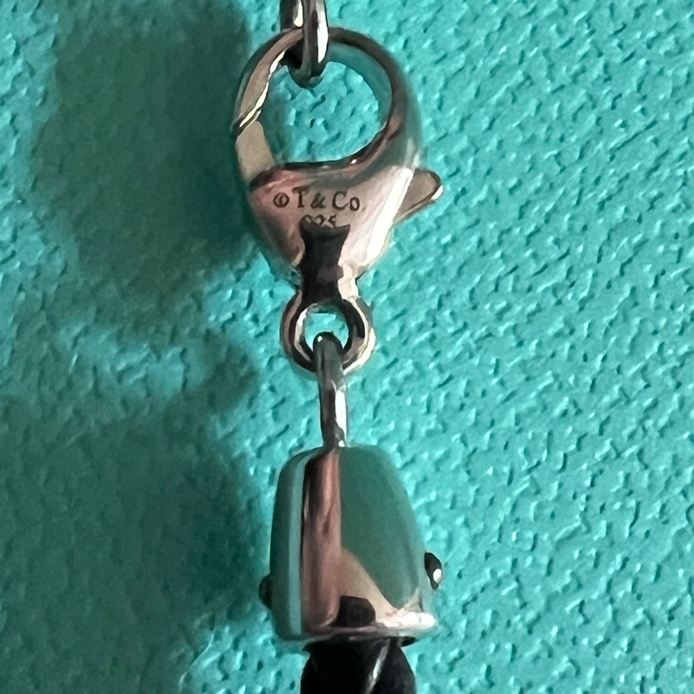 🌸🌸 Authentic Tiffany & Co. Silver Somerset Bead on a Black Braided Neckl… - Picture 6 of 7